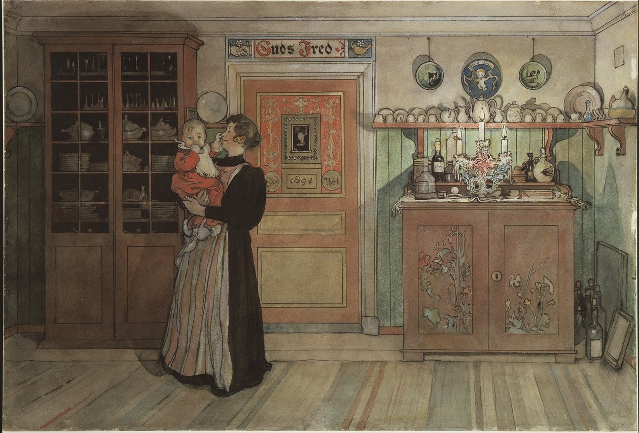 Entre o Natal e o Ano Novo, da série A Home, c.1895 (wc no papel) de Carl Larsson