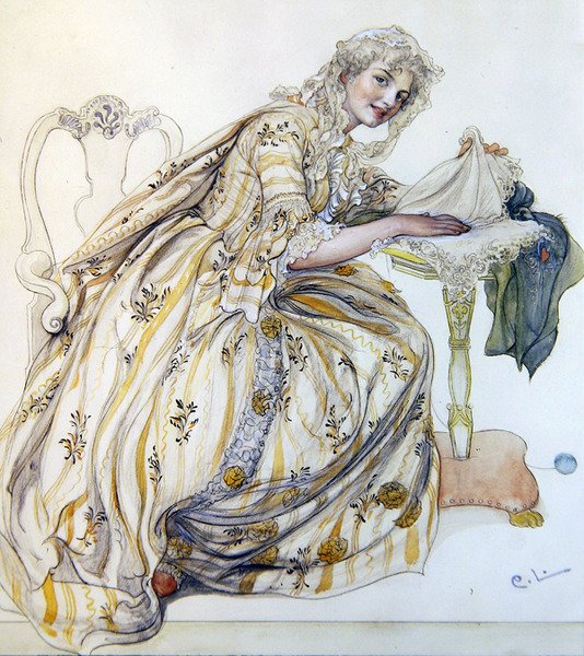 Decoração de Natal (aguarela sobre papel) de Carl Larsson