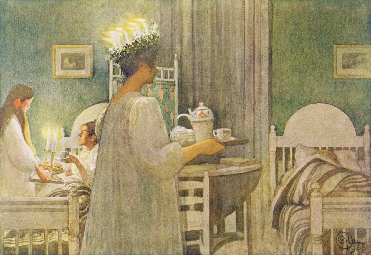 Manhã de Natal, pub. em &39;Lasst Licht Hinin&39; (&39;Deixe entrar mais luz&39;), 1908 de Carl Larsson