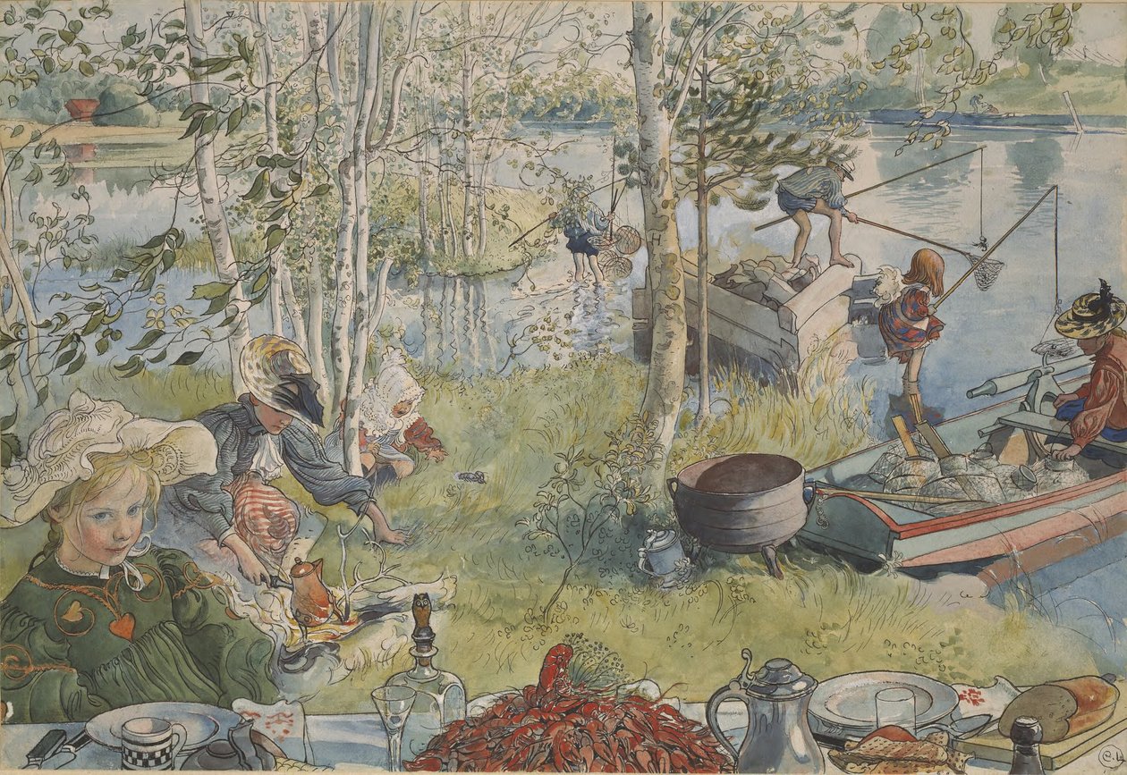 Pesca de lagostins de Carl Larsson