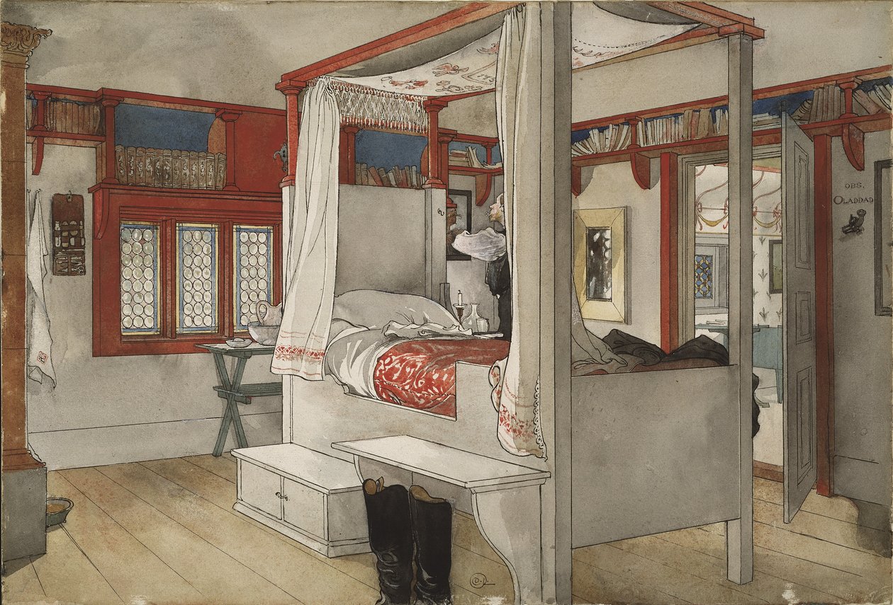 Daddys Room, da série A Home, c.1895 (wc no papel) de Carl Larsson