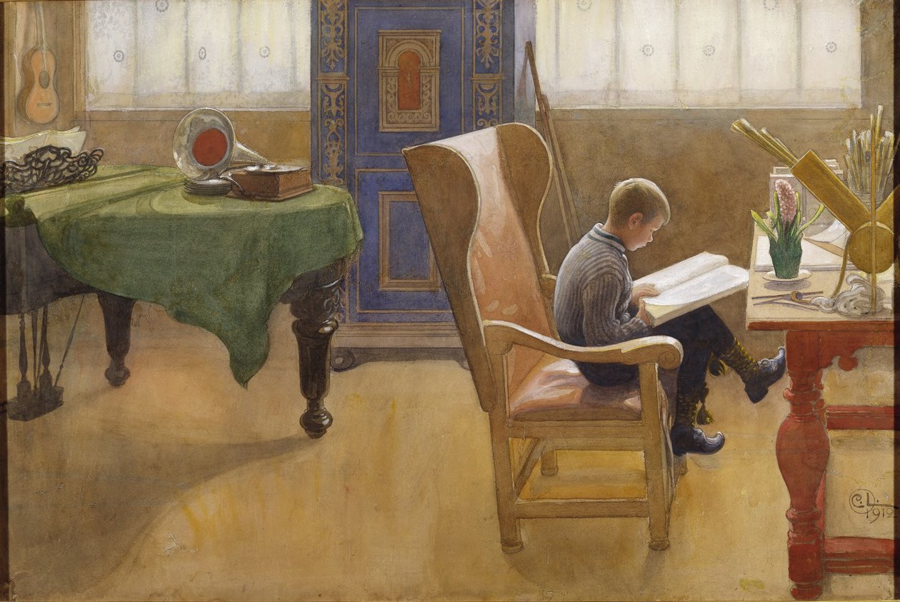 Esbjörn no Cantinho do Estudo de Carl Larsson