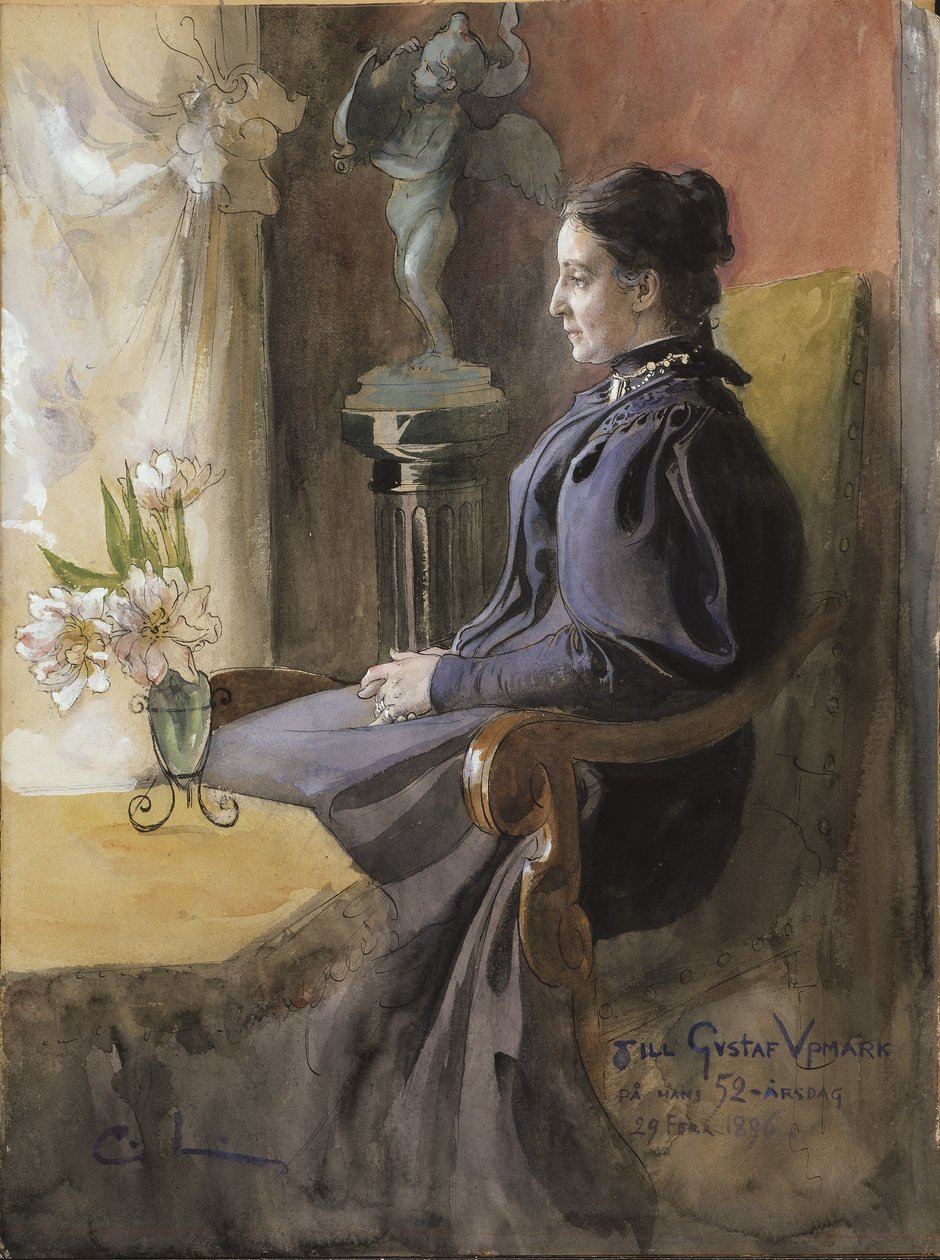 Eva Upmark, 1896 (wc no papel) de Carl Larsson