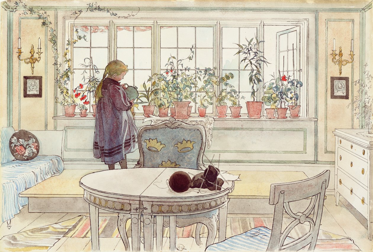 Flores no parapeito, da série &39;A Home&39;, c.1895 de Carl Larsson
