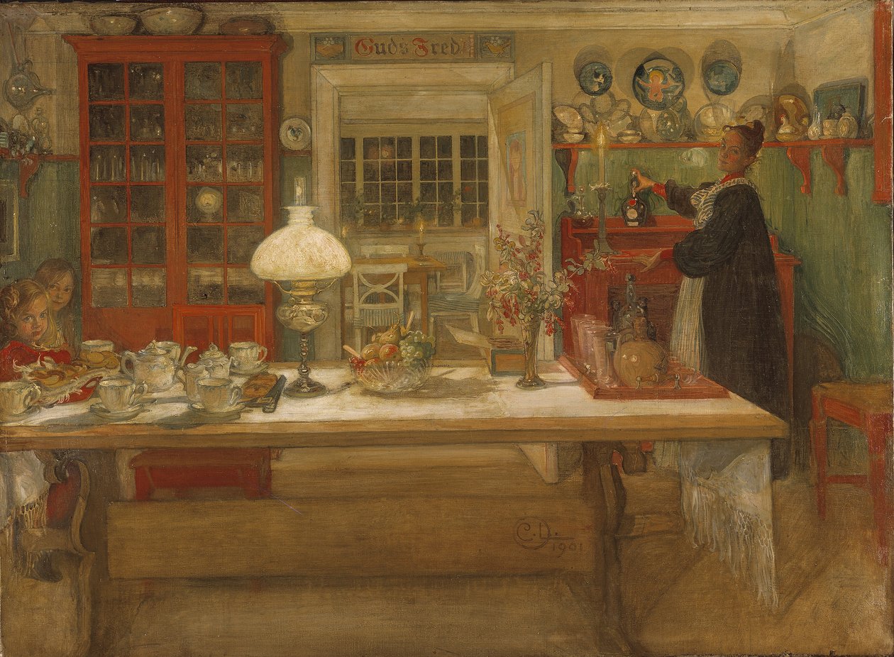 Preparando-se para um jogo de Carl Larsson