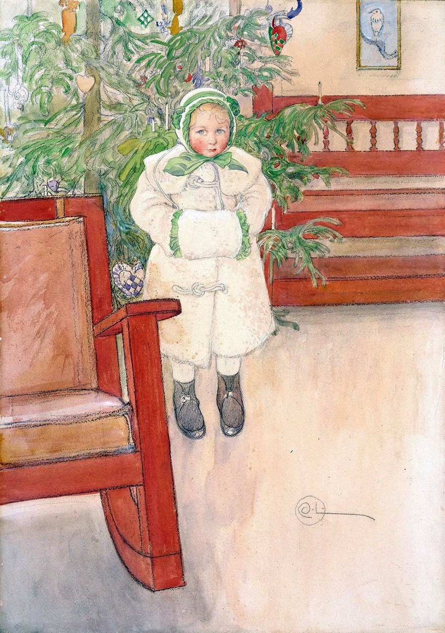 Menina e cadeira de balanço, 1907 de Carl Larsson
