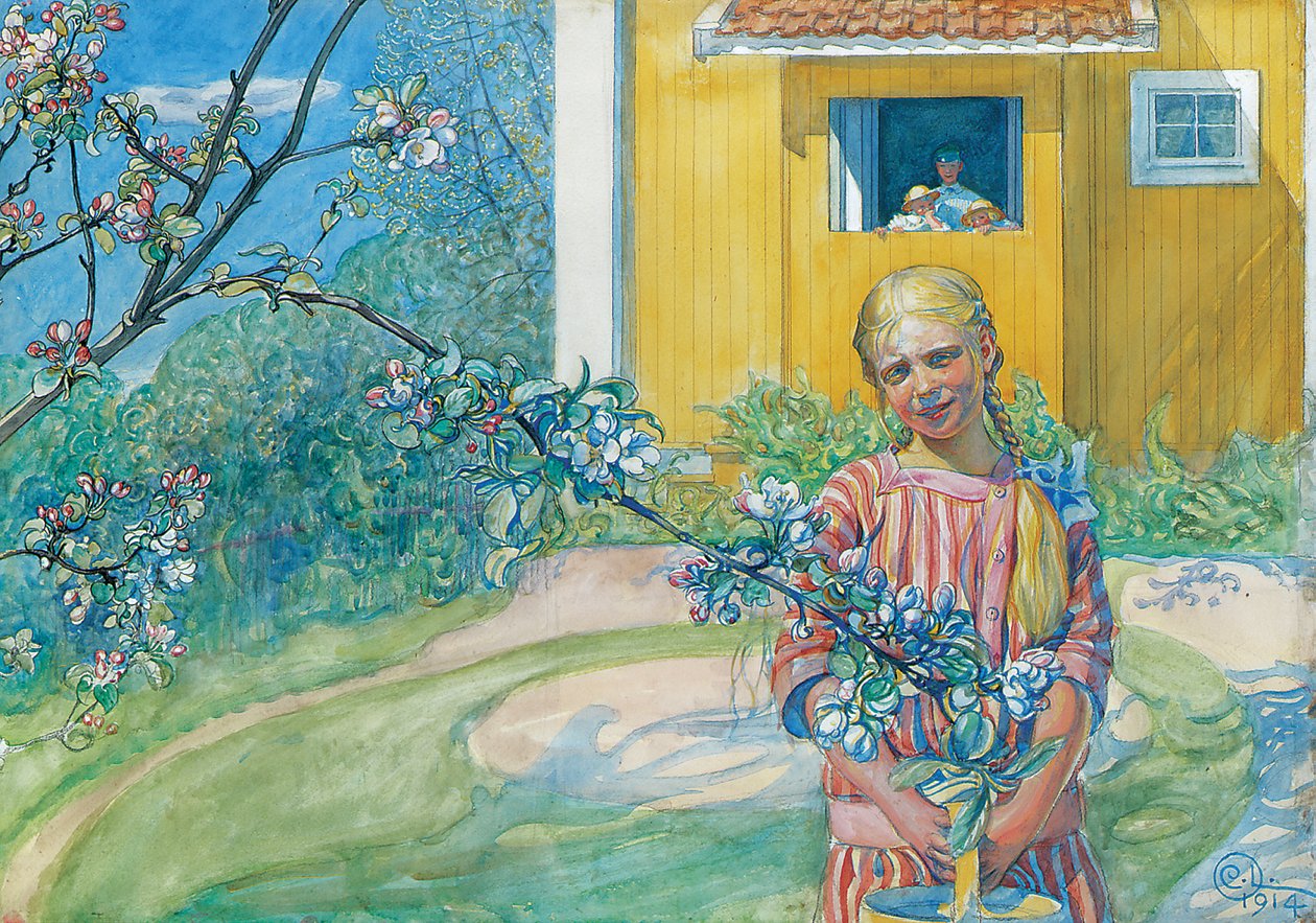 Menina com flor de maçã, 1914 de Carl Larsson