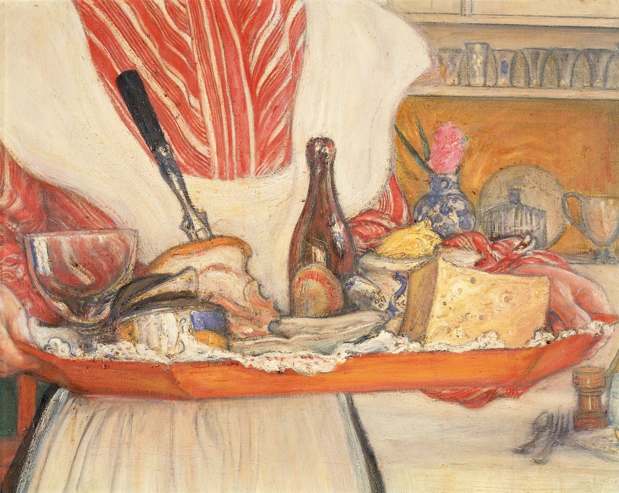 Criada doméstica, bandeja de café da manhã, detalhe de Carl Larsson
