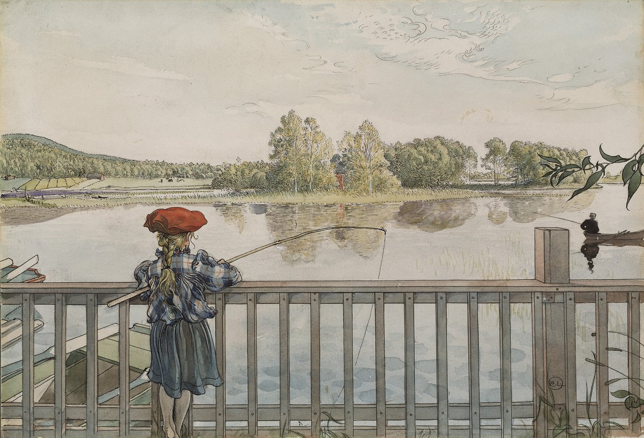 Lisbeth Angling, da série &39;A Home&39;, c.1895 (aquarela sobre papel) de Carl Larsson