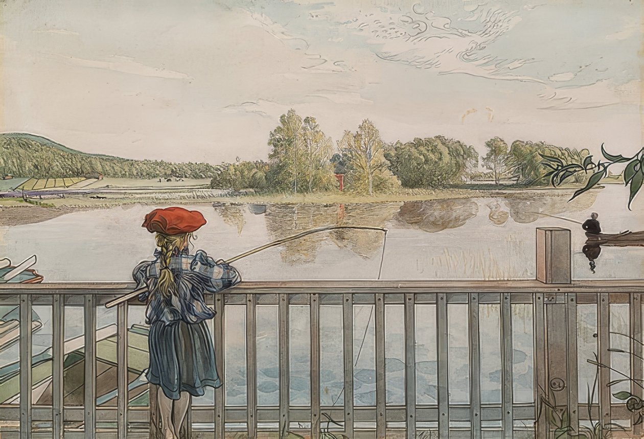 Lisbeth pescando. Por volta de 1895 de Carl Larsson