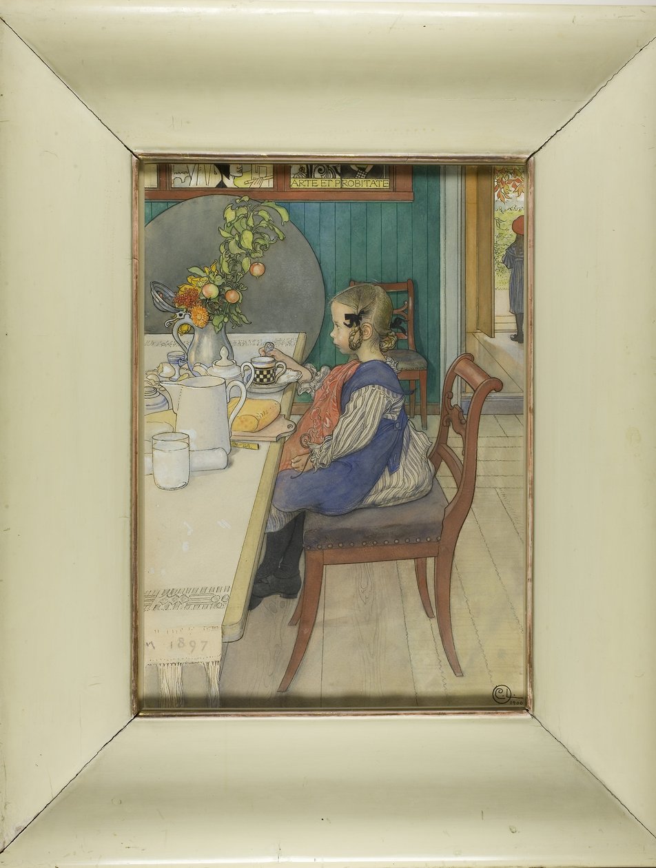O pequeno-almoço triste da pequena mentira e da cama de Carl Larsson