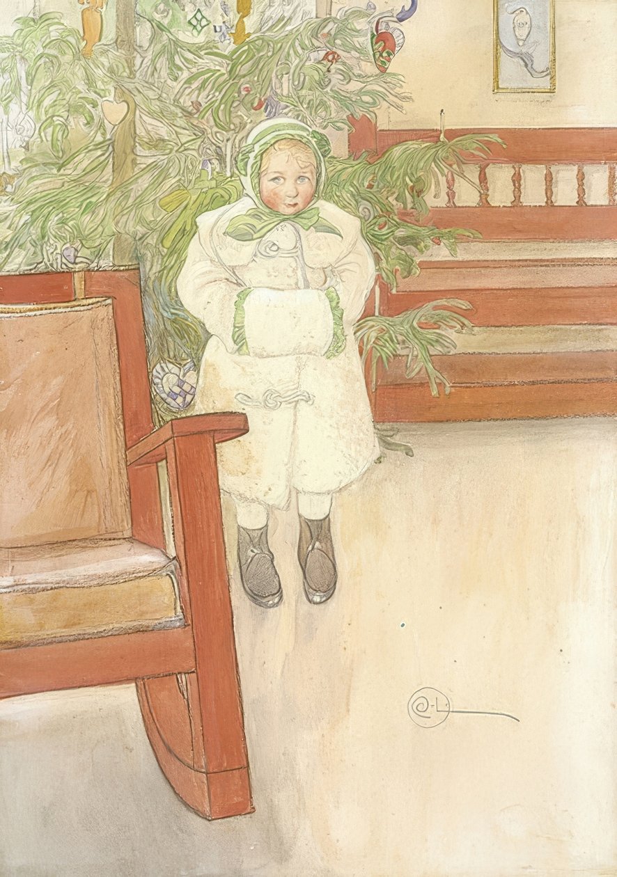 Menina e cadeira de balanço. 1907 de Carl Larsson
