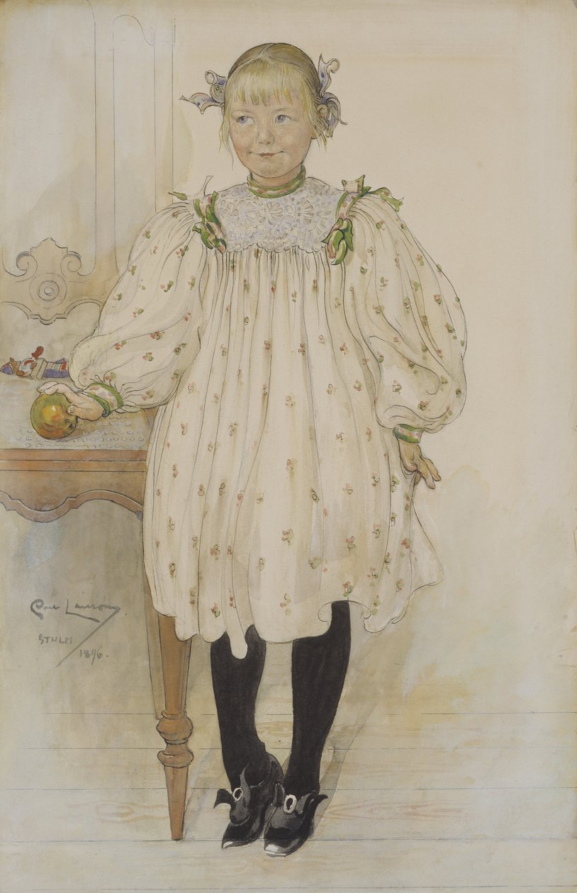 Martha Winslow como uma menina, 1896 (wc no papel) de Carl Larsson