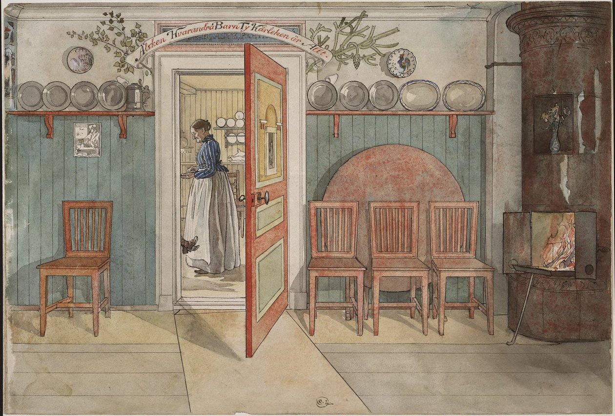 A velha Anna. Da série «Um Lar» (26 aguarelas) de Carl Larsson