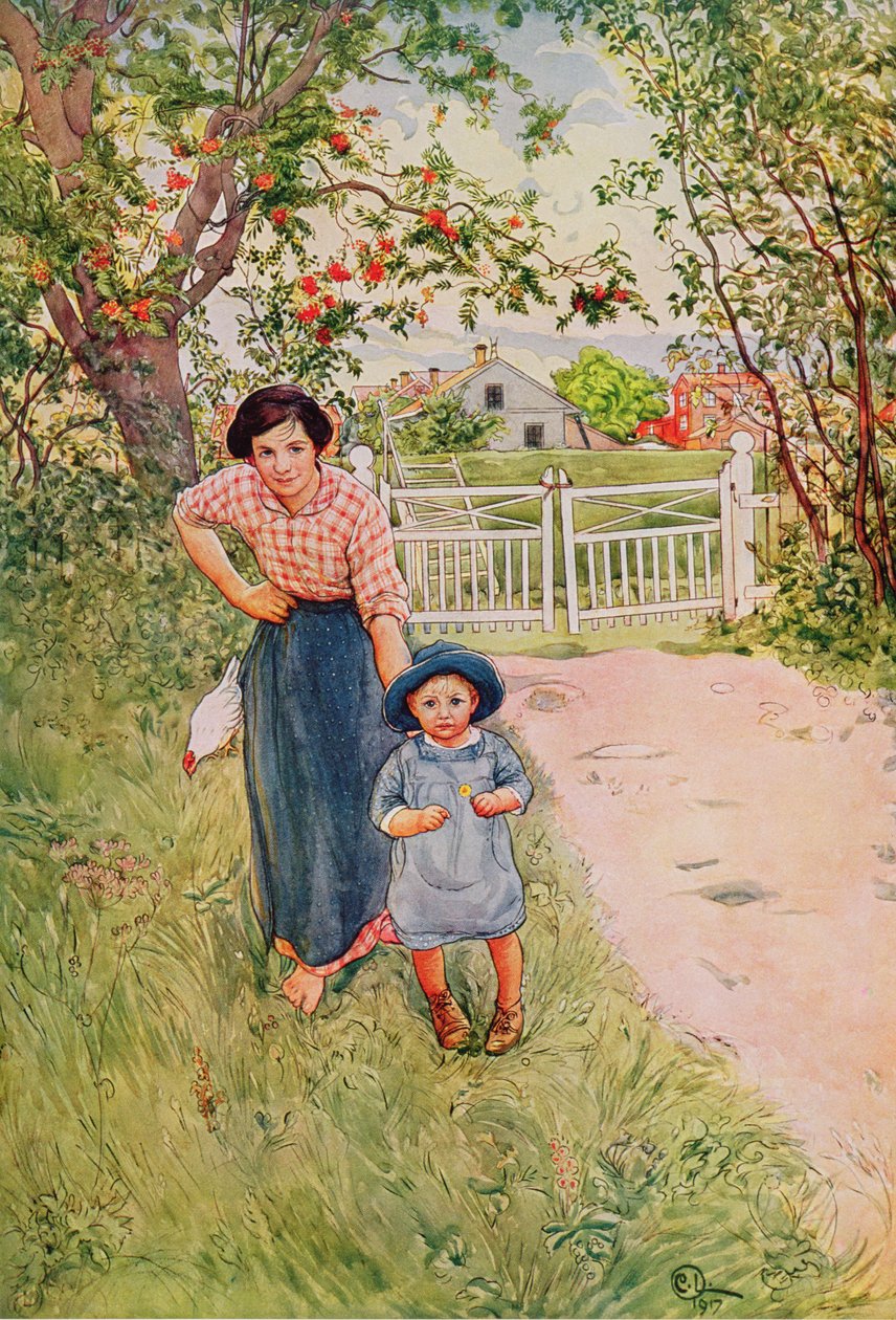 Diga um bom como você faz para seu tio, 1917, de um portfólio comercialmente impresso, publicado em 1939 de Carl Larsson