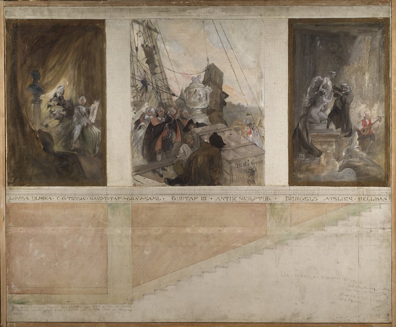 Segundo projecto de decoração das paredes da sala inferior do NM de Carl Larsson