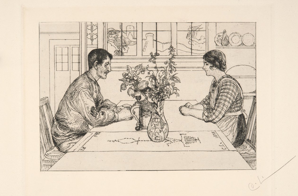 Auto-retrato como gravador de Carl Larsson