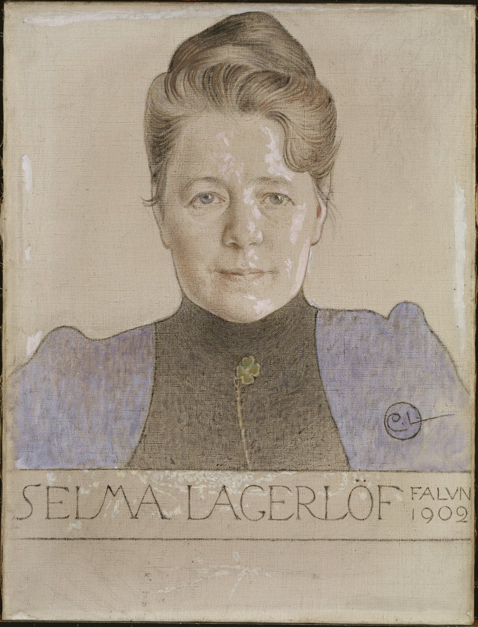 Selma Lagerlof - Retrato da autora Selma Lagerloef (1858-1940), de Larsson, Carl (1853-1919). Giz e óleo sobre tela de Carl Larsson