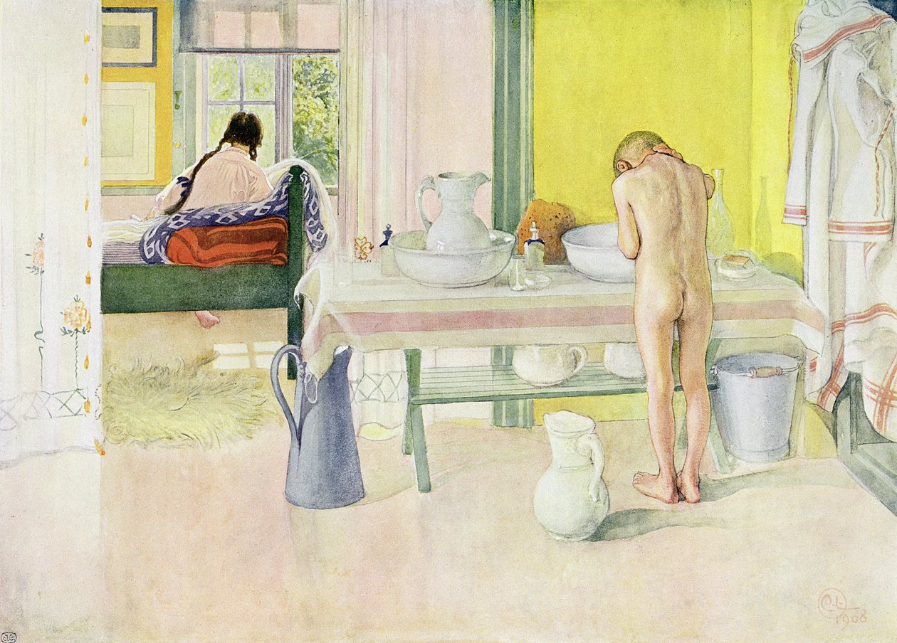 Manhã de verão, pub. em &39;Lasst Licht Hinin&39; (&39;Deixe entrar mais luz&39;), 1908 de Carl Larsson