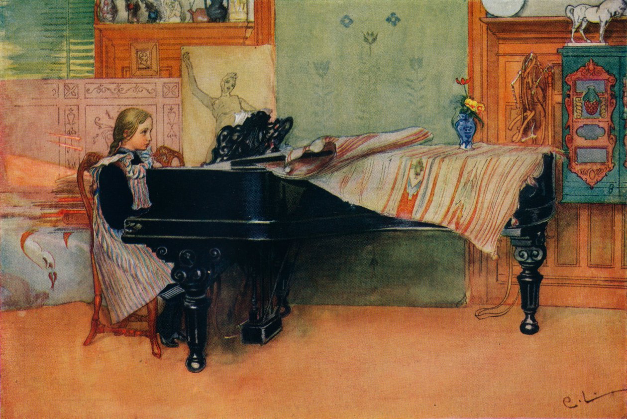 Suzanne no piano, c1900 de Carl Larsson