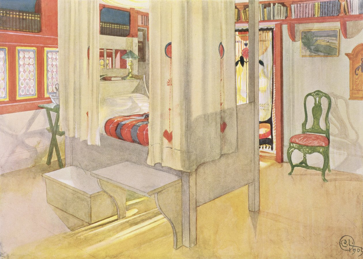 The Bedroom, publicado em &39;Let Light Hinin&39;, 1909 de Carl Larsson