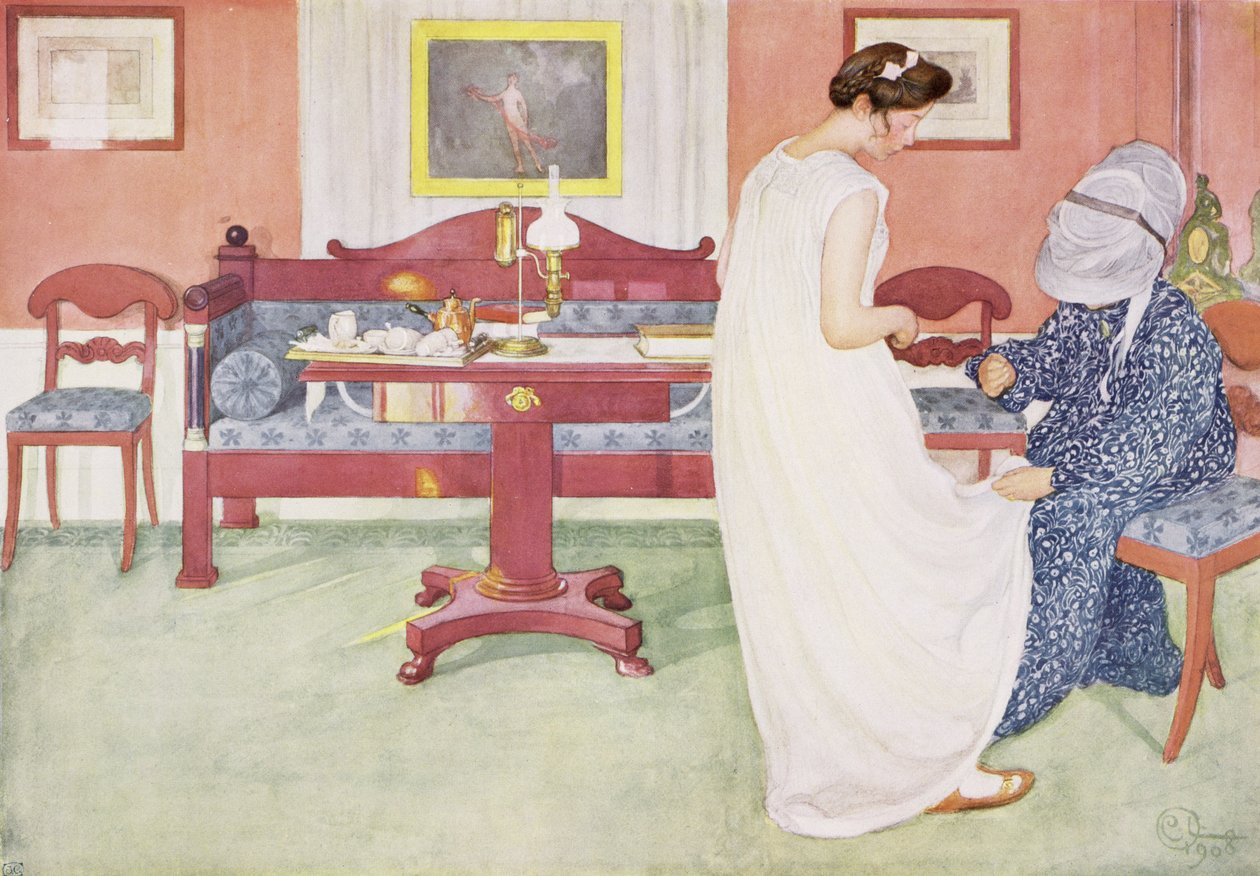 A dama de honra, pub. em &39;Lasst Licht Hinin&39; (&39;Deixe entrar mais luz&39;), 1908 de Carl Larsson