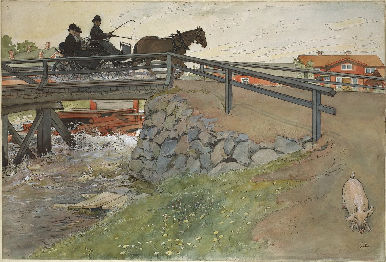 A ponte. De Um lar (26 aguarelas) de Carl Larsson