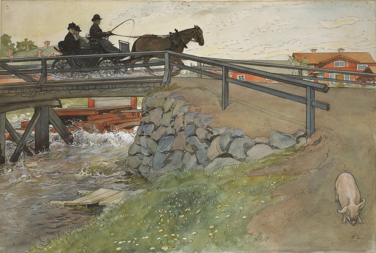 The Bridge, da série A Home, c.1895 (wc no papel) de Carl Larsson