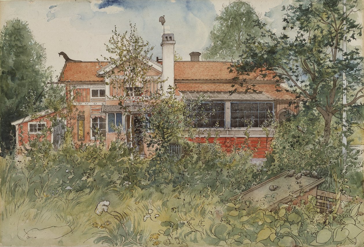 The Cottage, da série A Home, c.1895 (wc no papel) de Carl Larsson