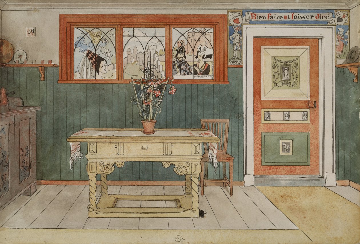 The Dining Room, da série A Home, c.1895 (wc no papel) de Carl Larsson