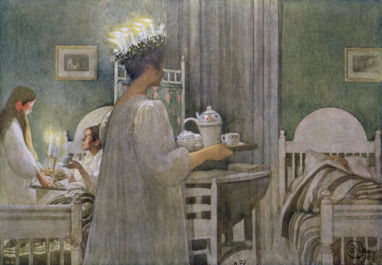 A Festa de Santa Lúcia em 13 de Dezembro de Carl Larsson