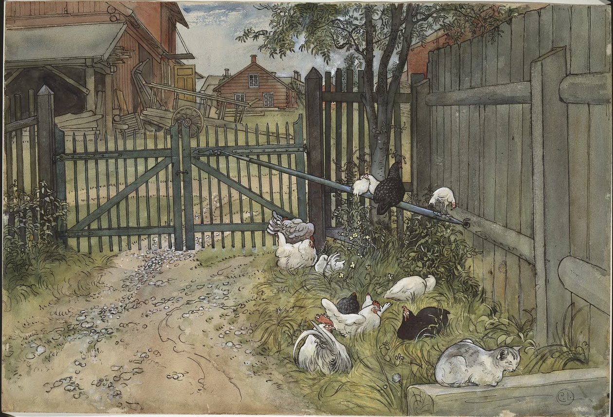 O portão. De Um lar (26 aguarelas) de Carl Larsson