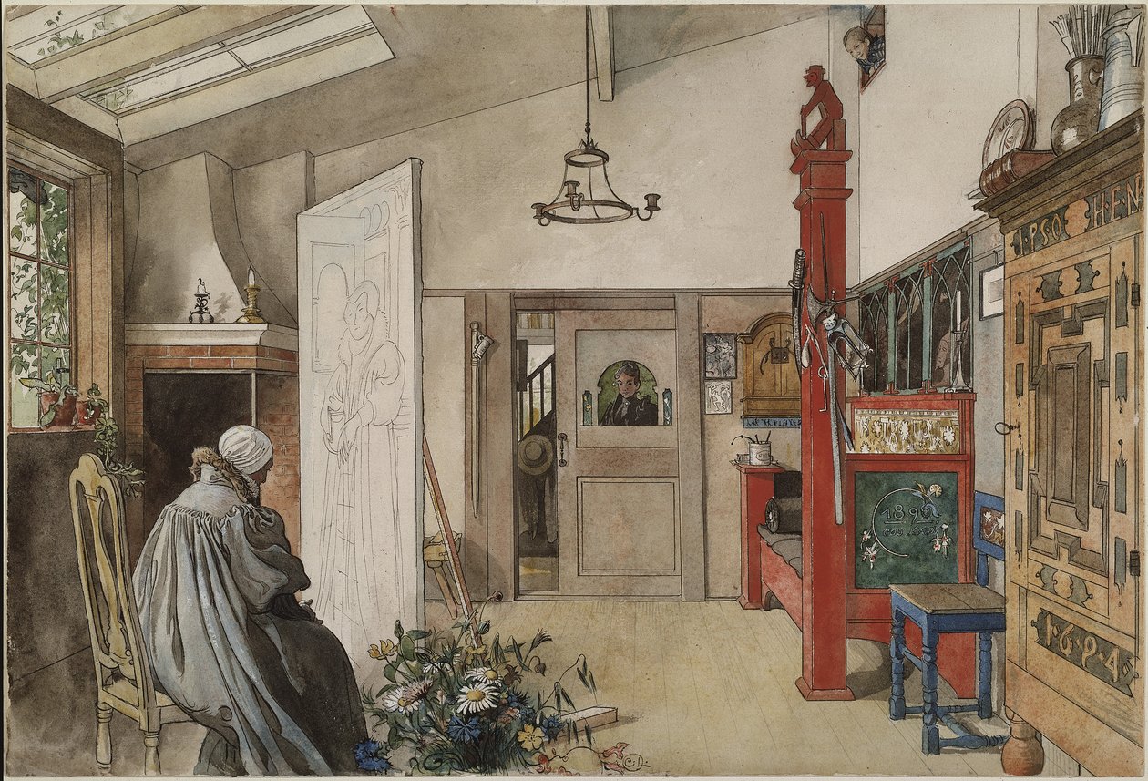The Studio, da série A Home, c.1895 (wc no papel) de Carl Larsson