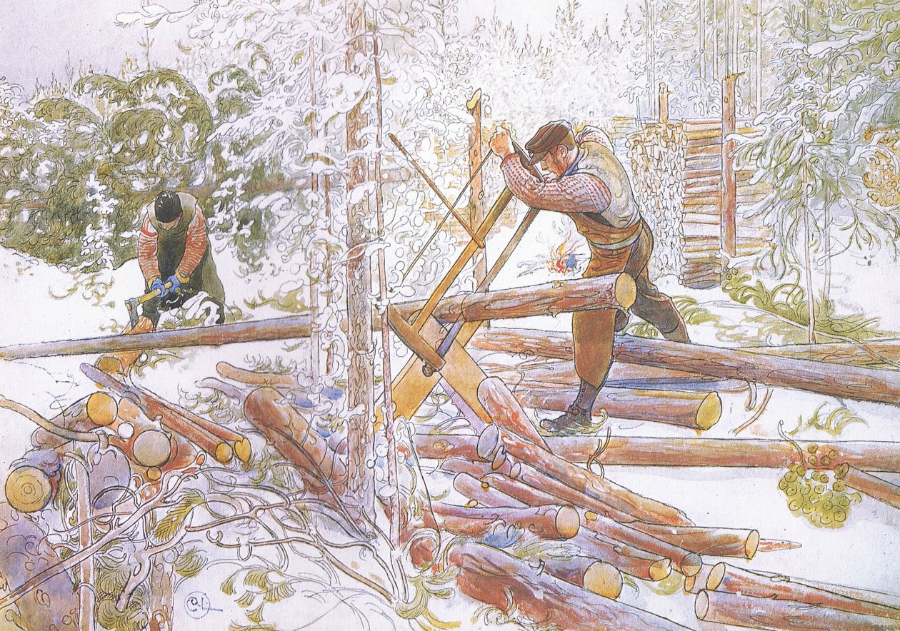Eles foram então cortados em comprimentos uniformes de Carl Larsson