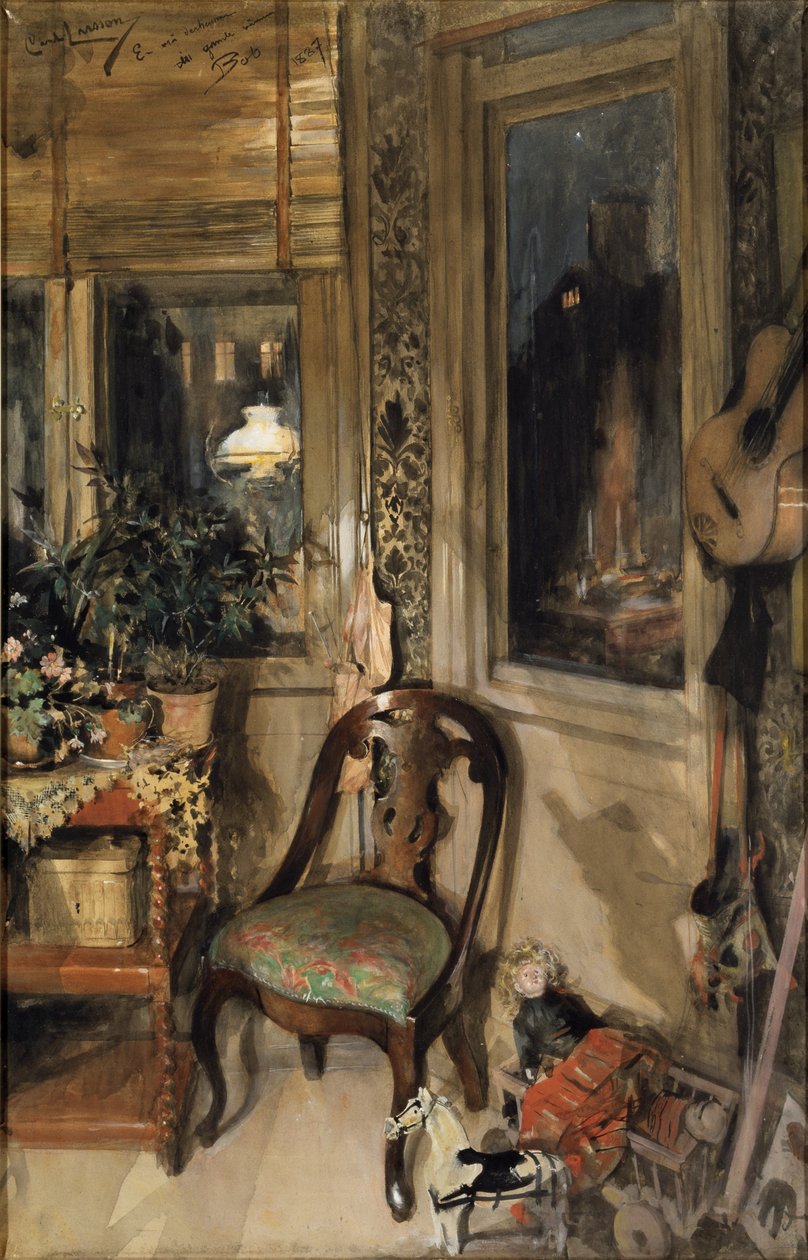 Brinquedos no Canto (wc no papel) de Carl Larsson