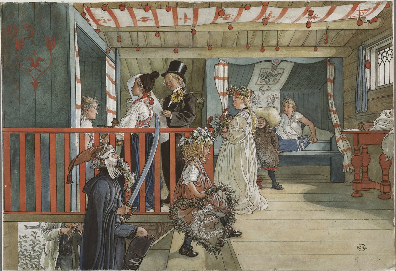 Un jour de fete - Um dia de festa, de Larsson, Carl (1853-1919). Aquarela sobre papel de Carl Larsson