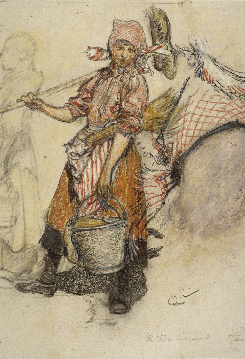 Lavadeira (pastel sobre papel) de Carl Larsson