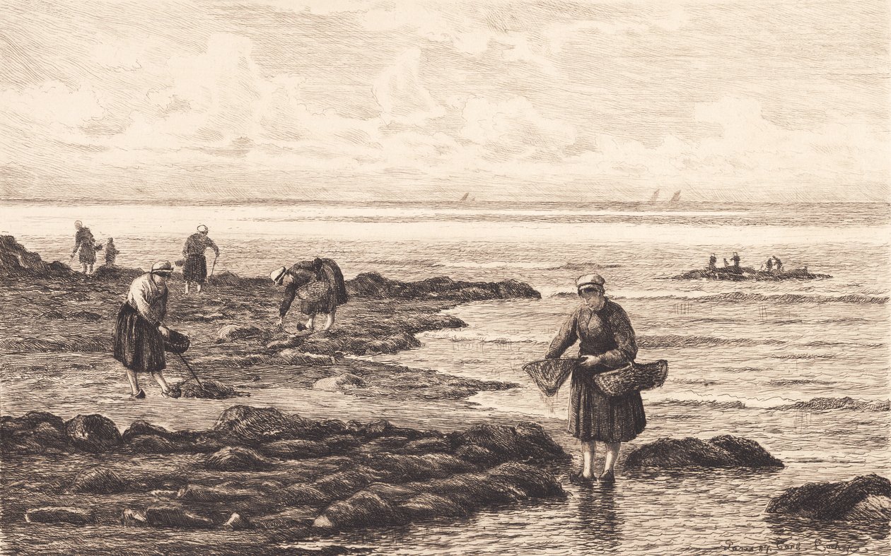 Dinamarquês: Pescadores de camarão na Bretanha de Carl Locher