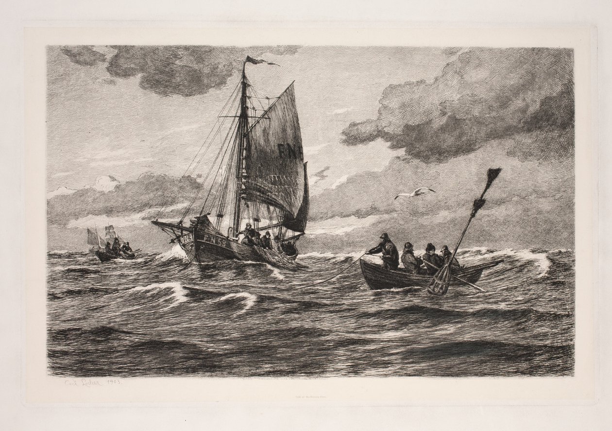 Pescadores no mar de Carl Locher