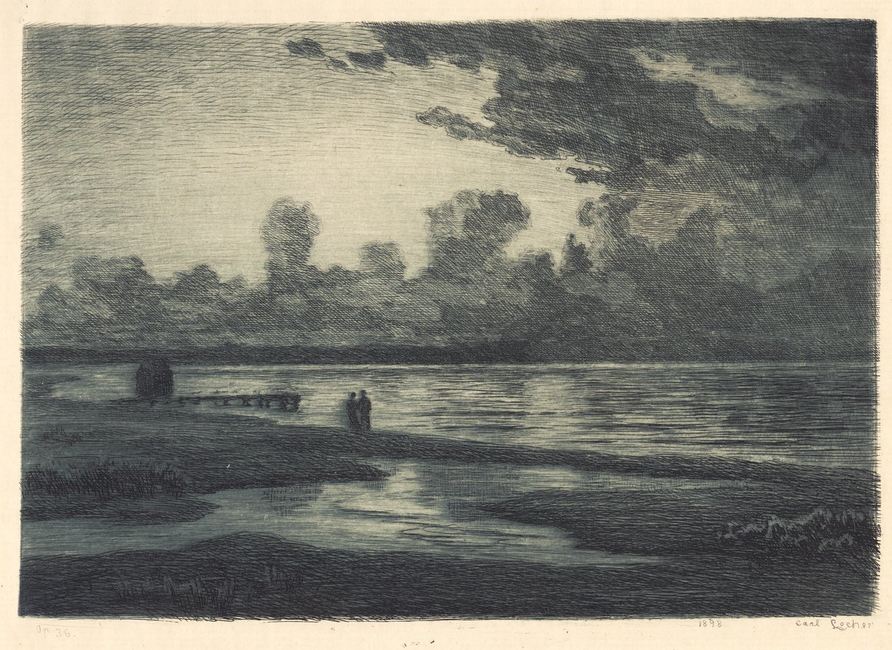 Noite de verão na praia de Hornbæk de Carl Locher