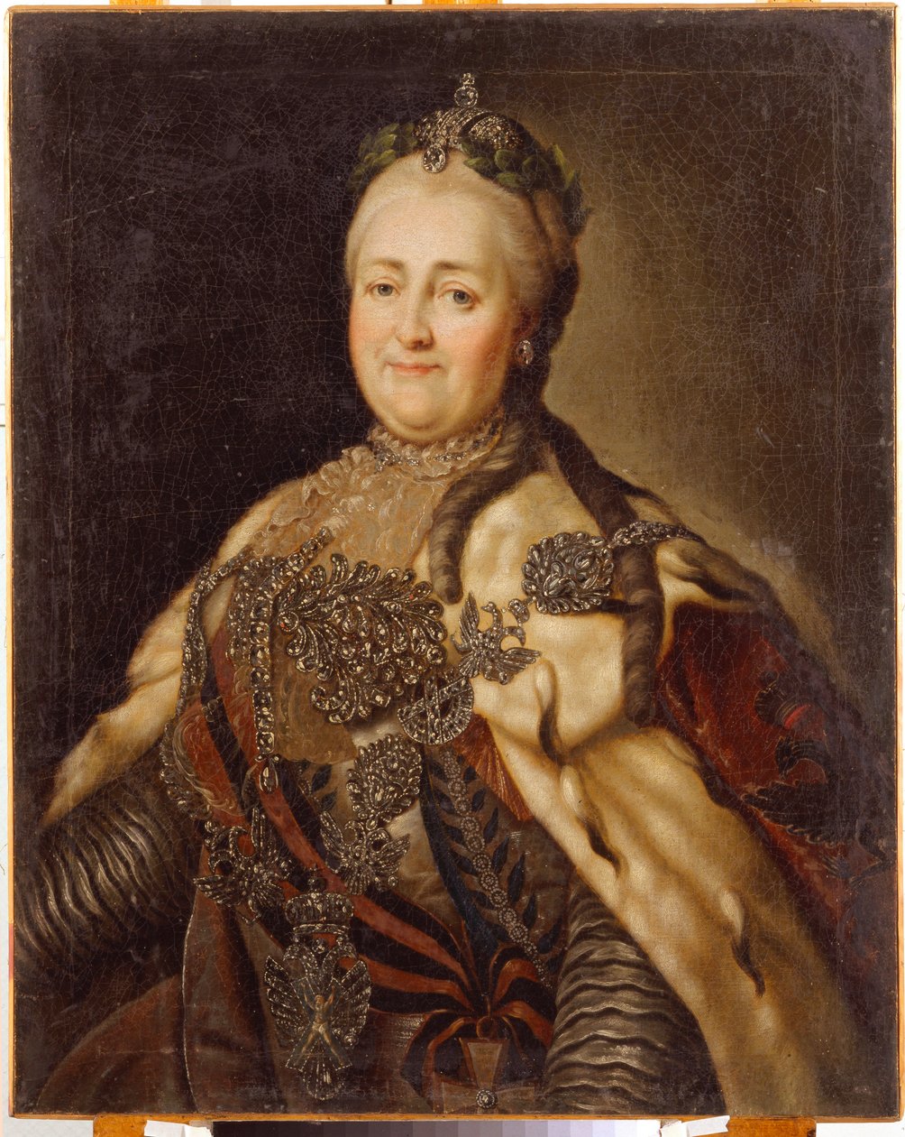 Retrato da Imperatriz Catarina II (1729-1796). Pintura de Carl Ludwig Johann Christineck (1732-1792), óleo sobre tela de Carl Ludwig Christinek