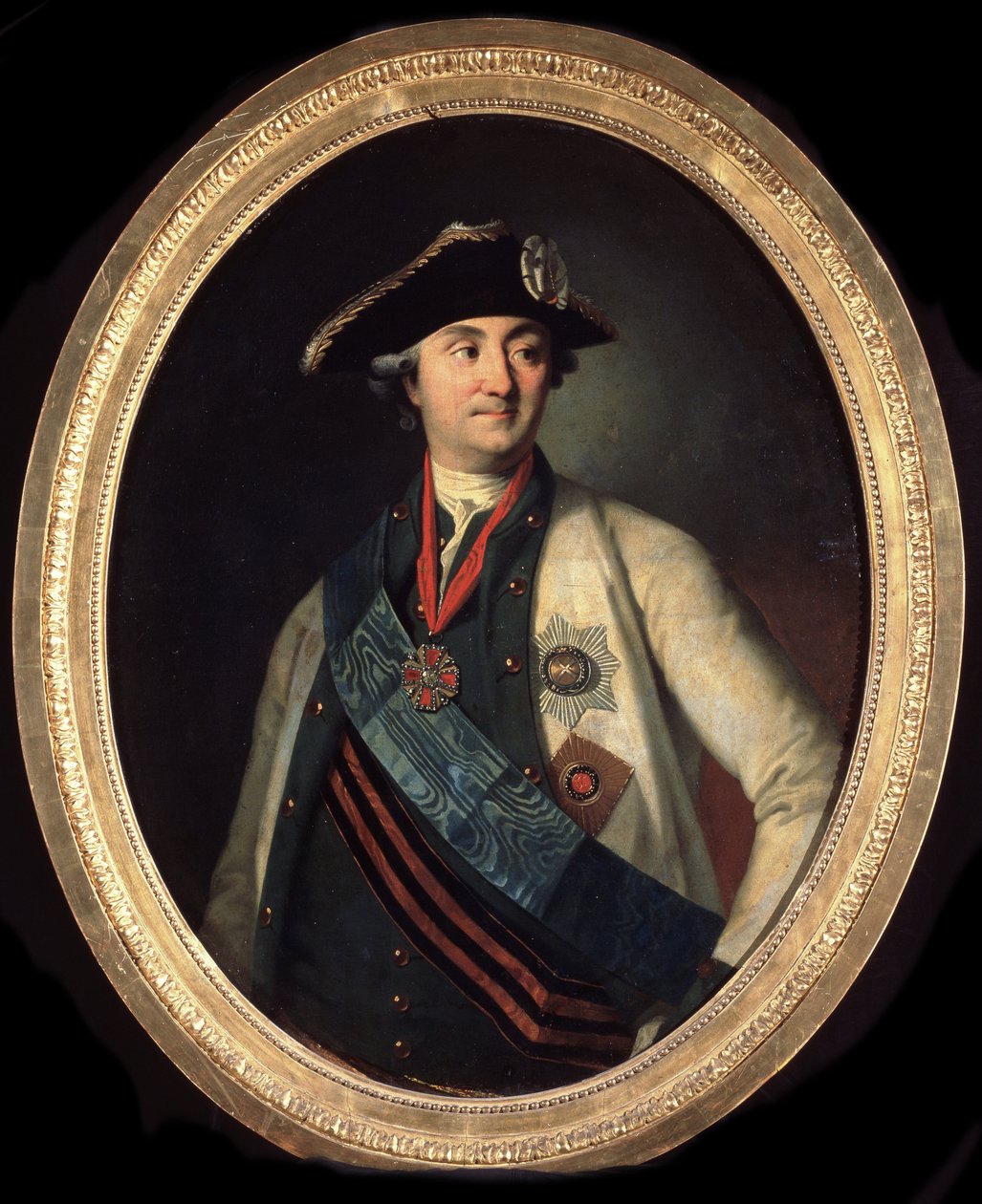 "Portrait du comte Alexei Grigorievitch Orlov (1737-1808), commandant des Forces navales russes" (Retrato do comandante-chefe da frota Conde Alexey Grigoryevich Orlov de Chesma (1737-1808)) Peinture de Carl Ludwig Johann Christineck (1732/3-17 de Carl Ludwig Christinek