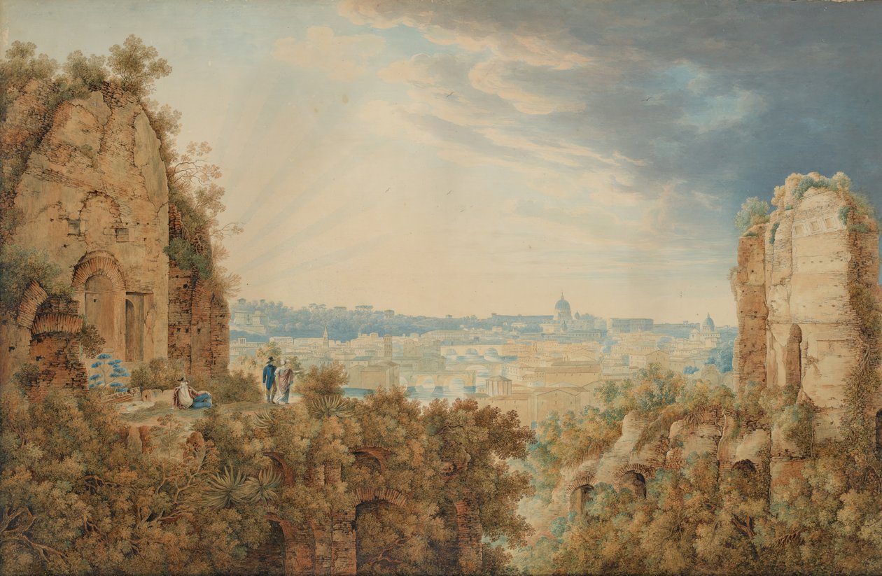 Uma vista de Roma do Palatino, 1813-17 . de Carl Ludwig Frommel