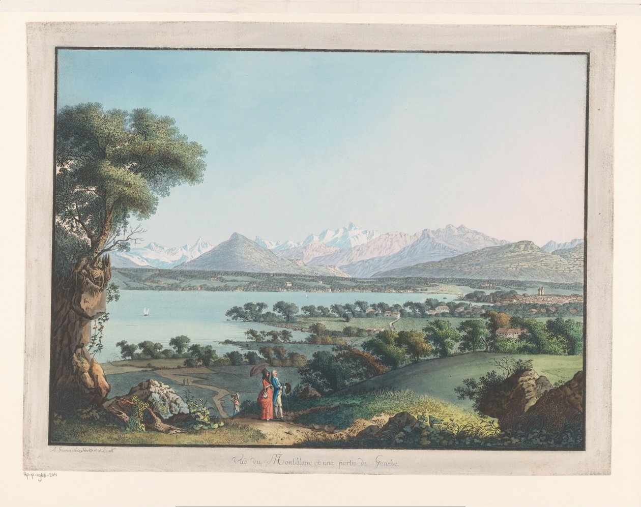 Vista de Genebra com o Mont-Blanc ao fundo Vista do Mont-Blanc e parte de Genebra (título no objeto) de Carl Ludwig Hackert