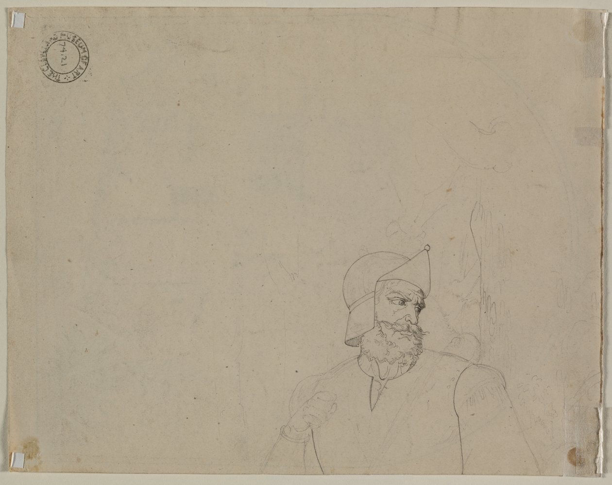 Soldado em uma paisagem (verso) de Carl Ludwig Tischbein