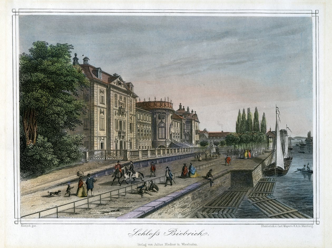 Palácio de Biebrich, Wiesbaden, Alemanha, c1820 de Carl Mayer