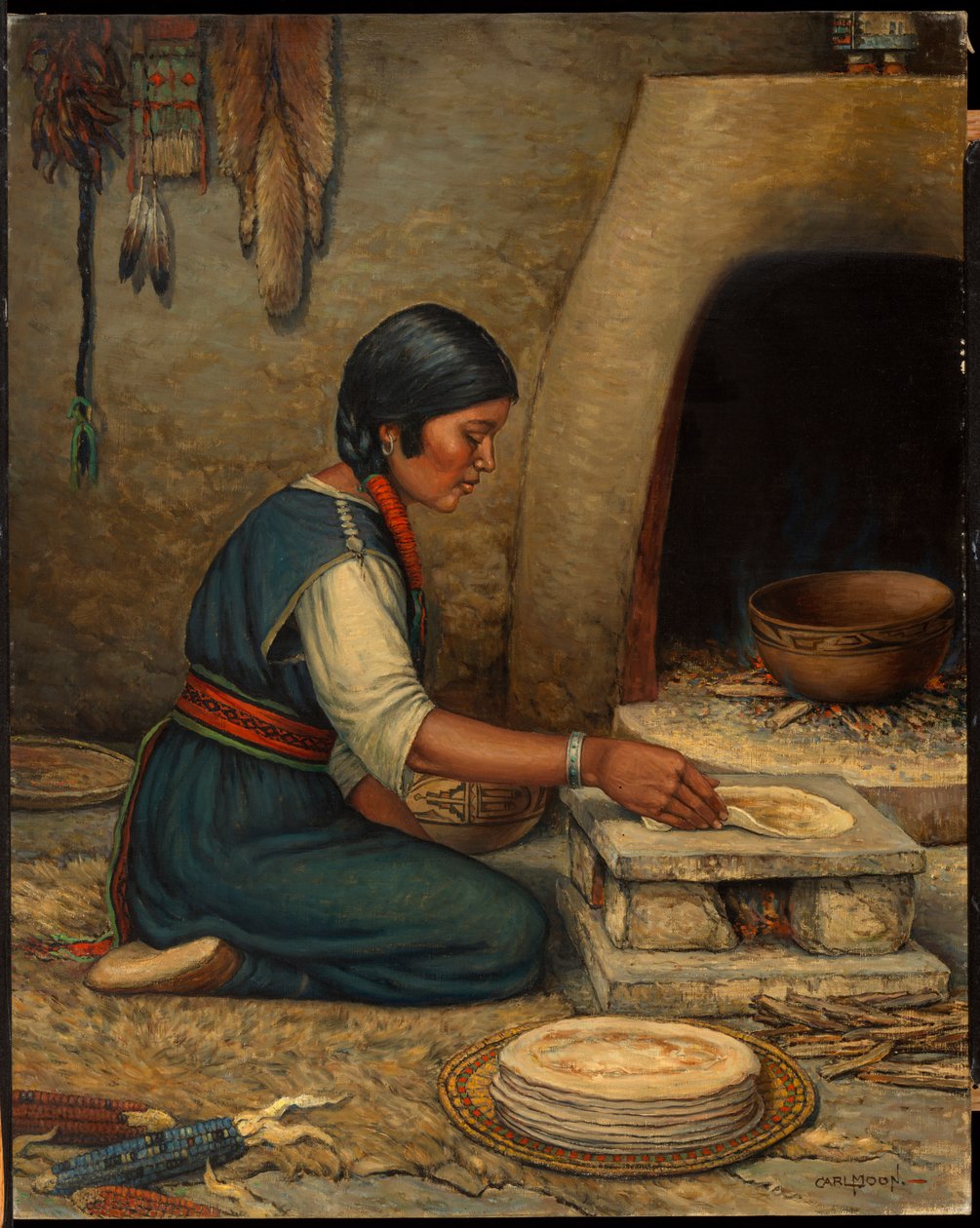Mulher Hopi a fazer Piki de Carl Moon