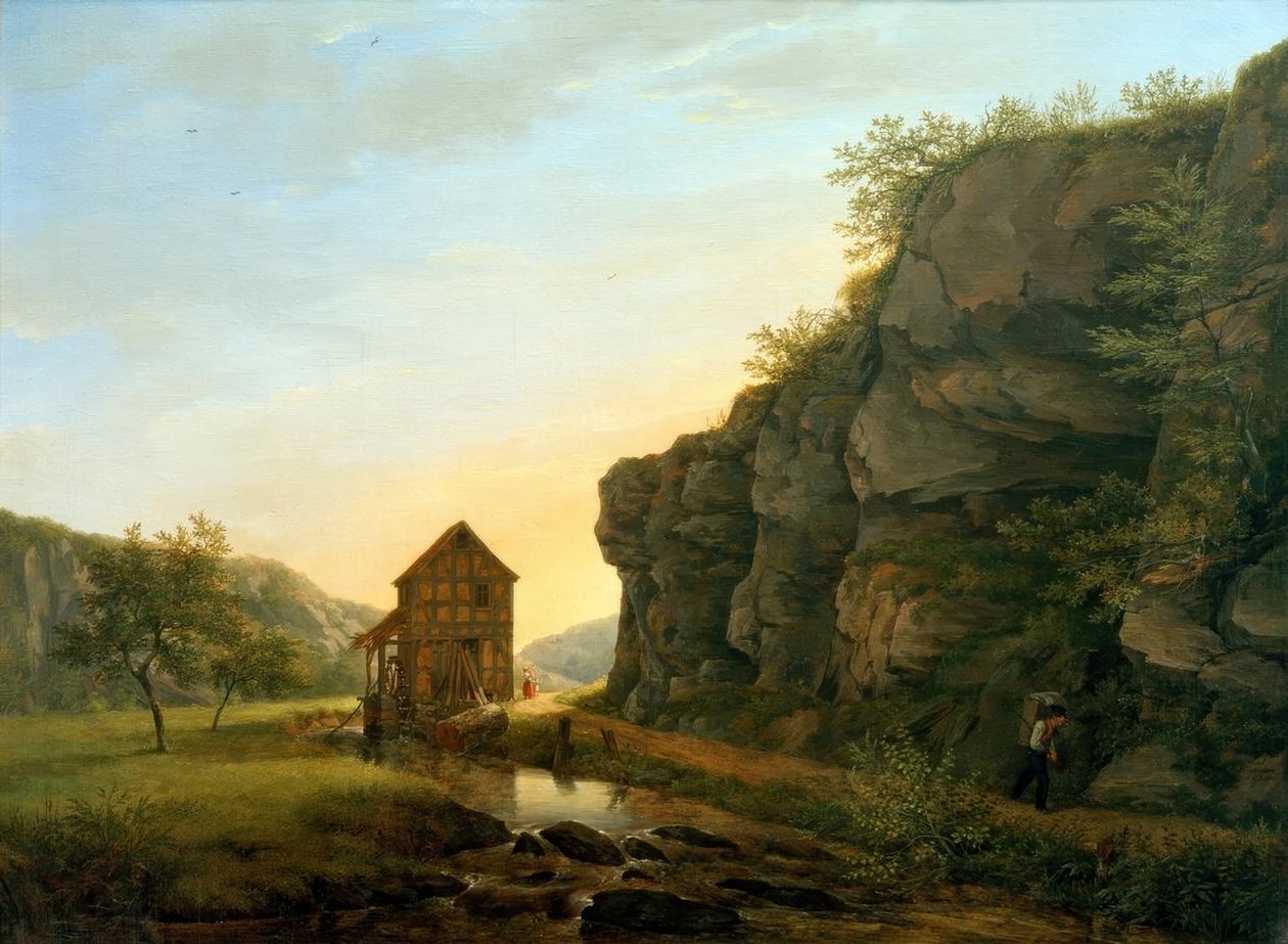 O moinho de corte no vale Lorsbacher em Teufelsfelsen de Carl Morgenstern