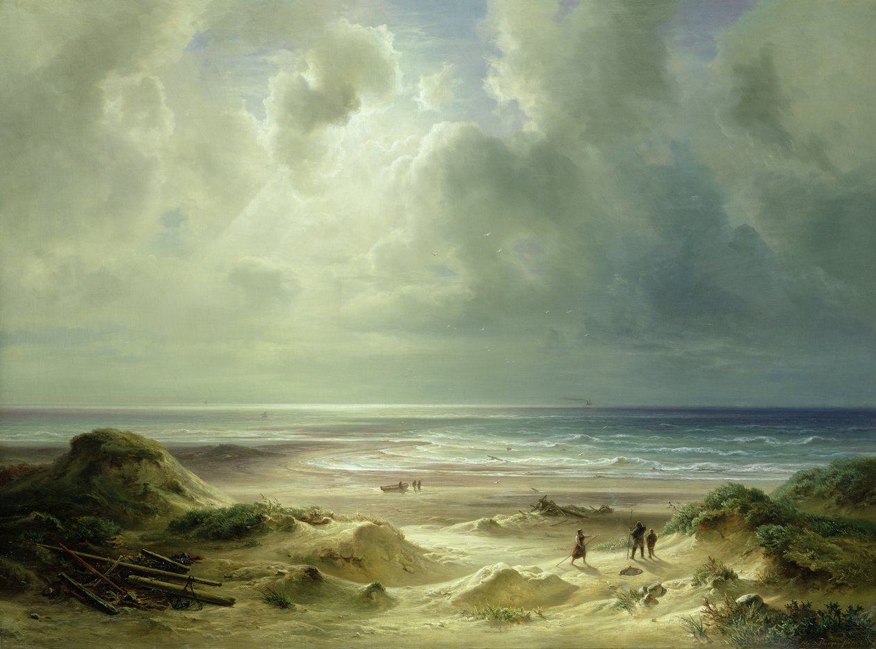 Duna por Hegoland, mar tranquilo de Carl Morgenstern