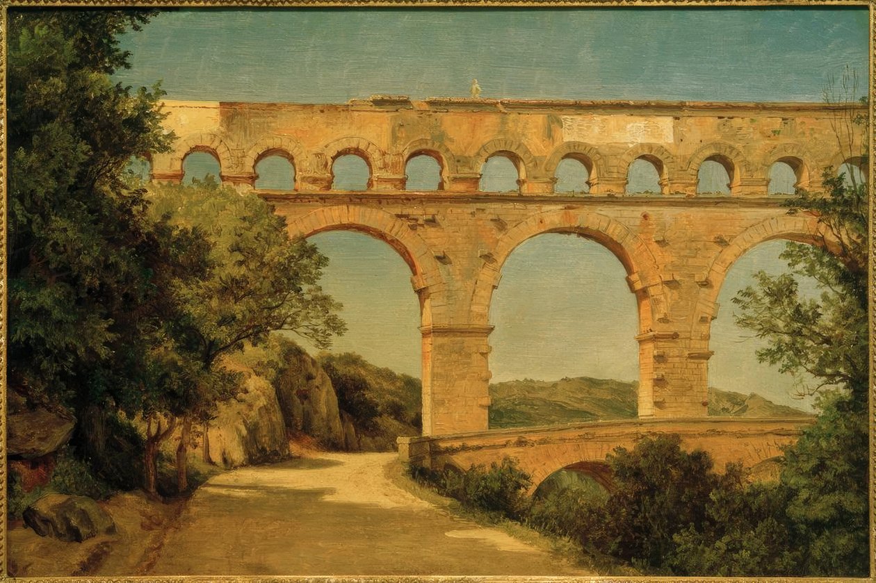 Pont du Gard, perto de Nîmes - Pintura de Carl Morgenstern de Carl Morgenstern